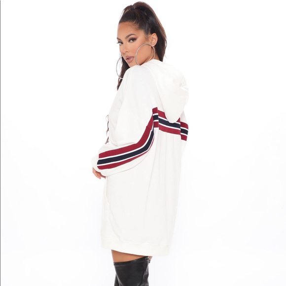 Sweatshirt Dress - White Combo - Picture 3 of 6